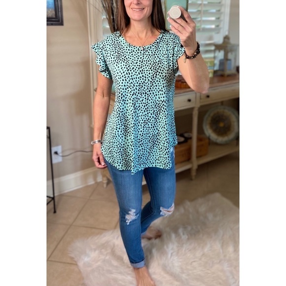 ❤️‍🔥Flutter Sleeve Small Leopard Print Mint Green 5020 - Picture 10 of 16